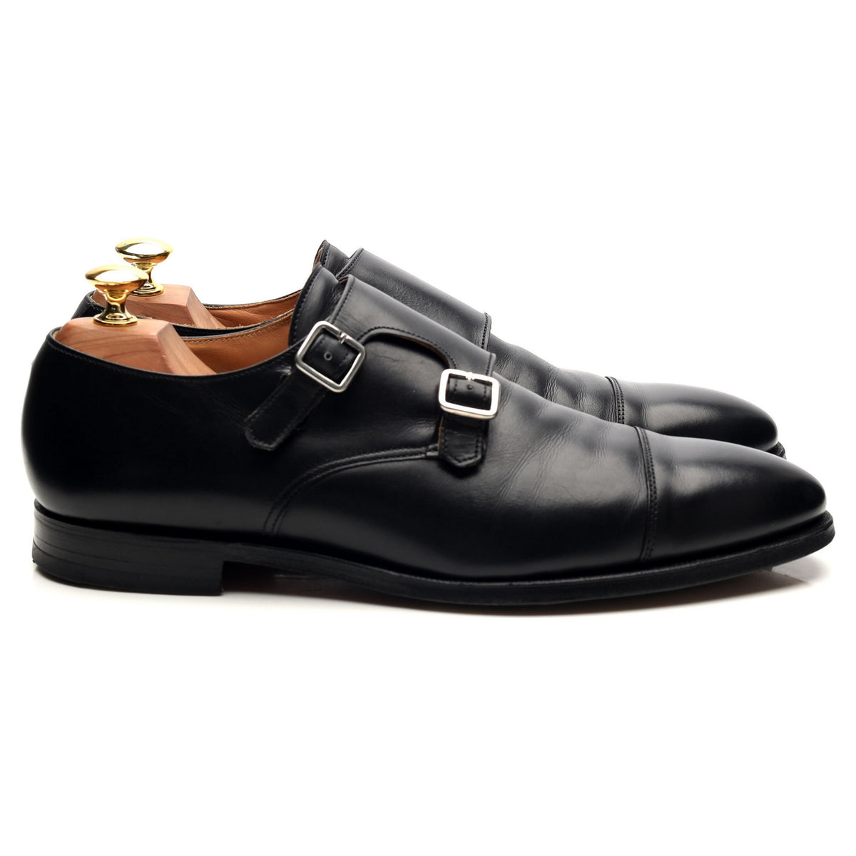 New &amp; Lingwood Black Leather Double Monk Strap UK 8.5 E