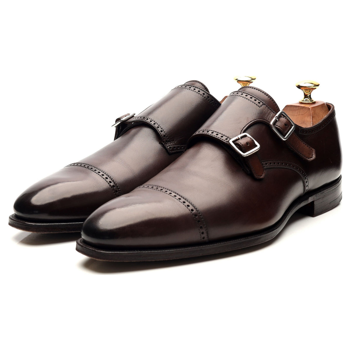 &#39;Cookham&#39; Dark Brown Leather Double Monk Strap UK 9 E