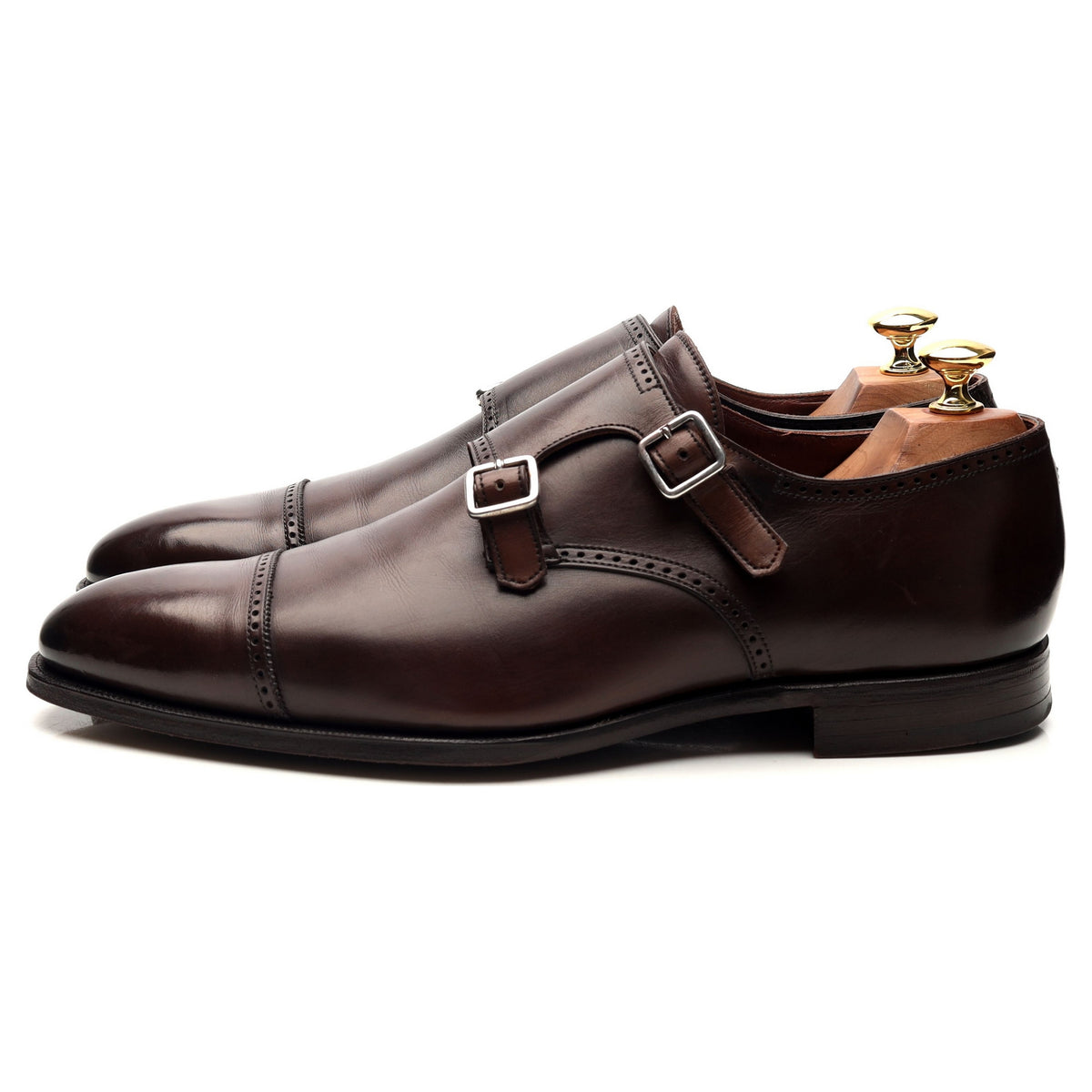 &#39;Cookham&#39; Dark Brown Leather Double Monk Strap UK 9 E