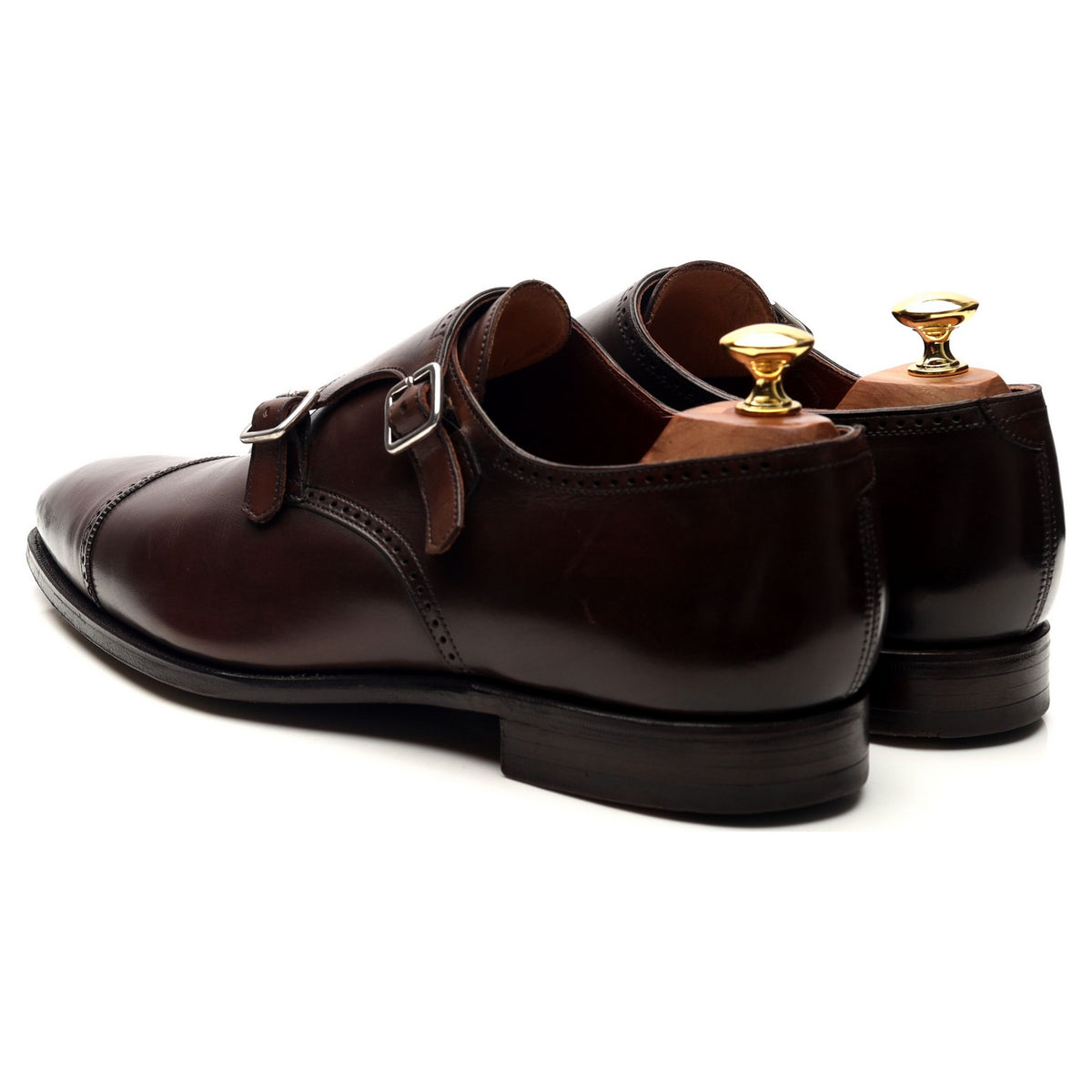 &#39;Cookham&#39; Dark Brown Leather Double Monk Strap UK 9 E