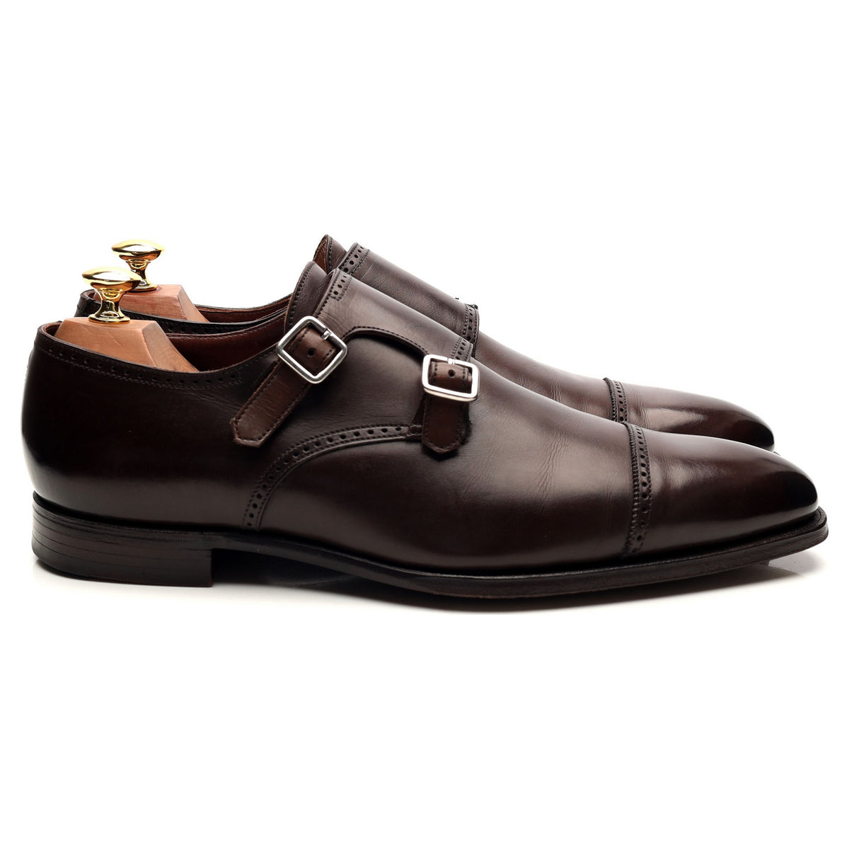 &#39;Cookham&#39; Dark Brown Leather Double Monk Strap UK 9 E