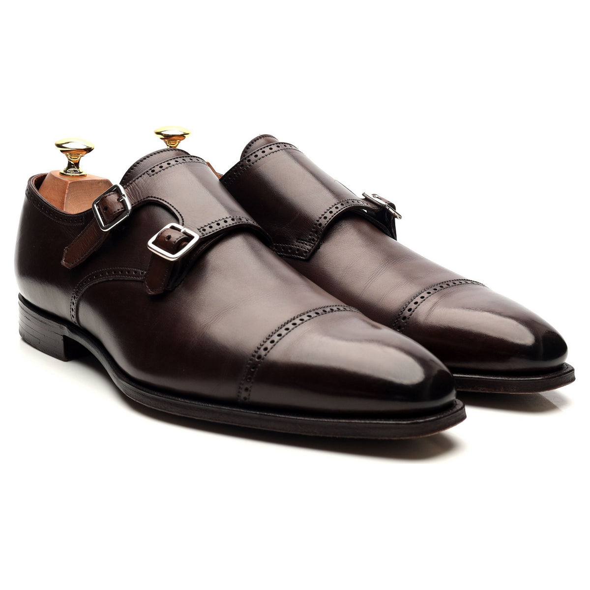 &#39;Cookham&#39; Dark Brown Leather Double Monk Strap UK 9 E