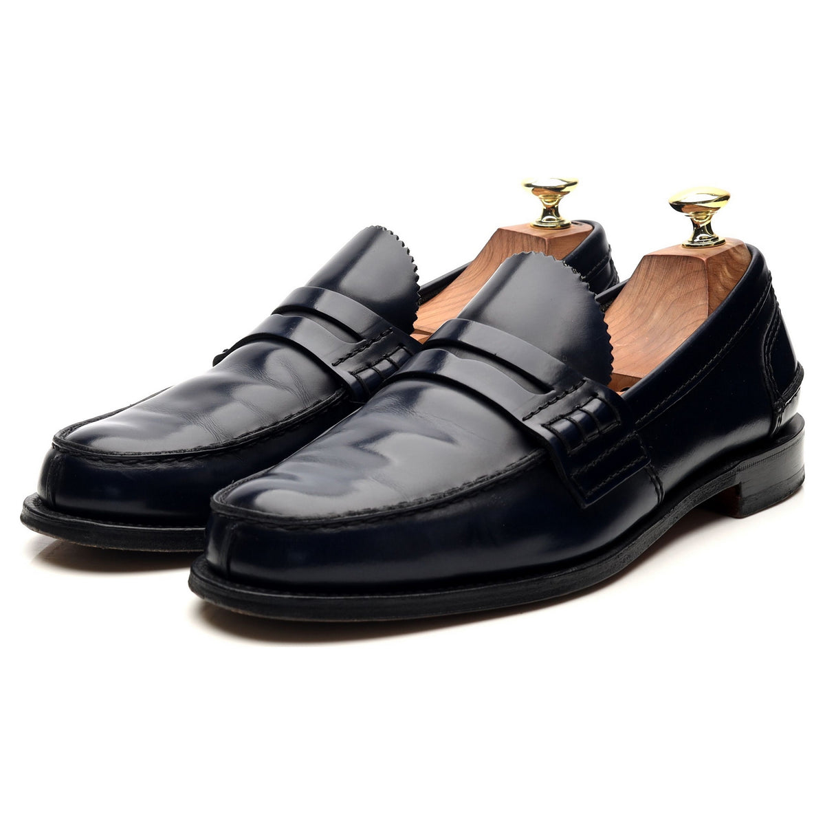 &#39;Tunbridge&#39; Navy Blue Leather Loafers UK 7 F