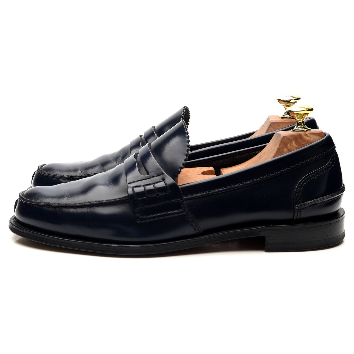 &#39;Tunbridge&#39; Navy Blue Leather Loafers UK 7 F