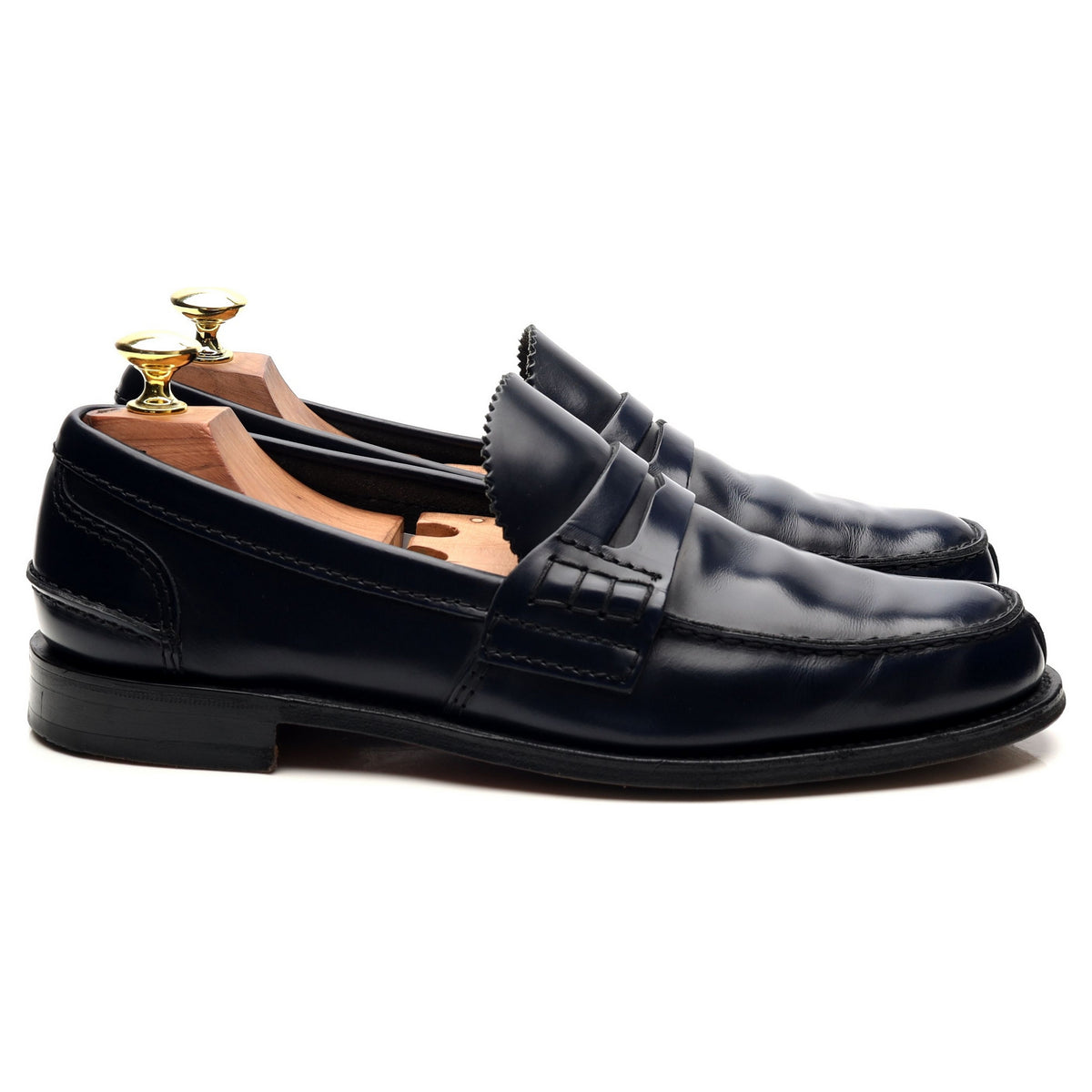 &#39;Tunbridge&#39; Navy Blue Leather Loafers UK 7 F