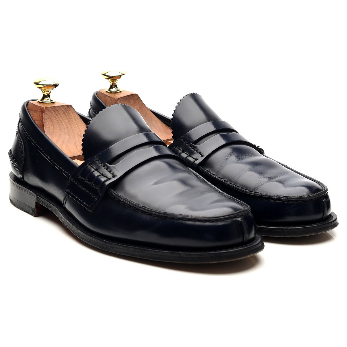 &#39;Tunbridge&#39; Navy Blue Leather Loafers UK 7 F