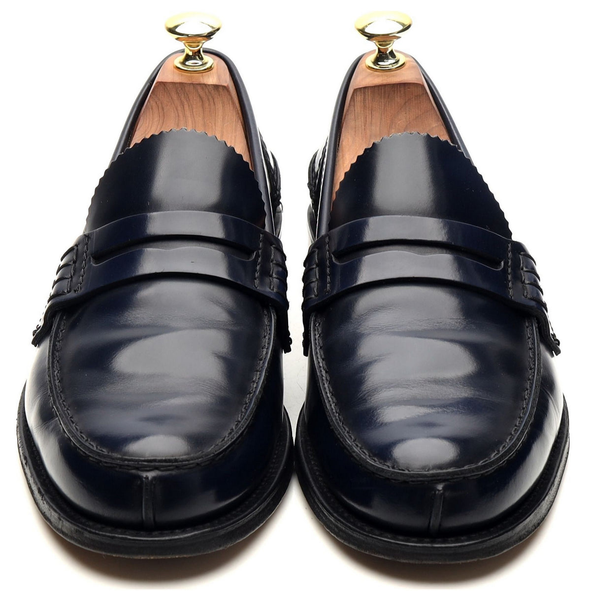 &#39;Tunbridge&#39; Navy Blue Leather Loafers UK 7 F