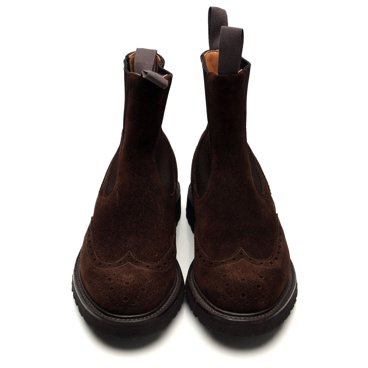 &#39;Henry&#39; Dark Brown Suede Brogue Chelsea Boots UK 7