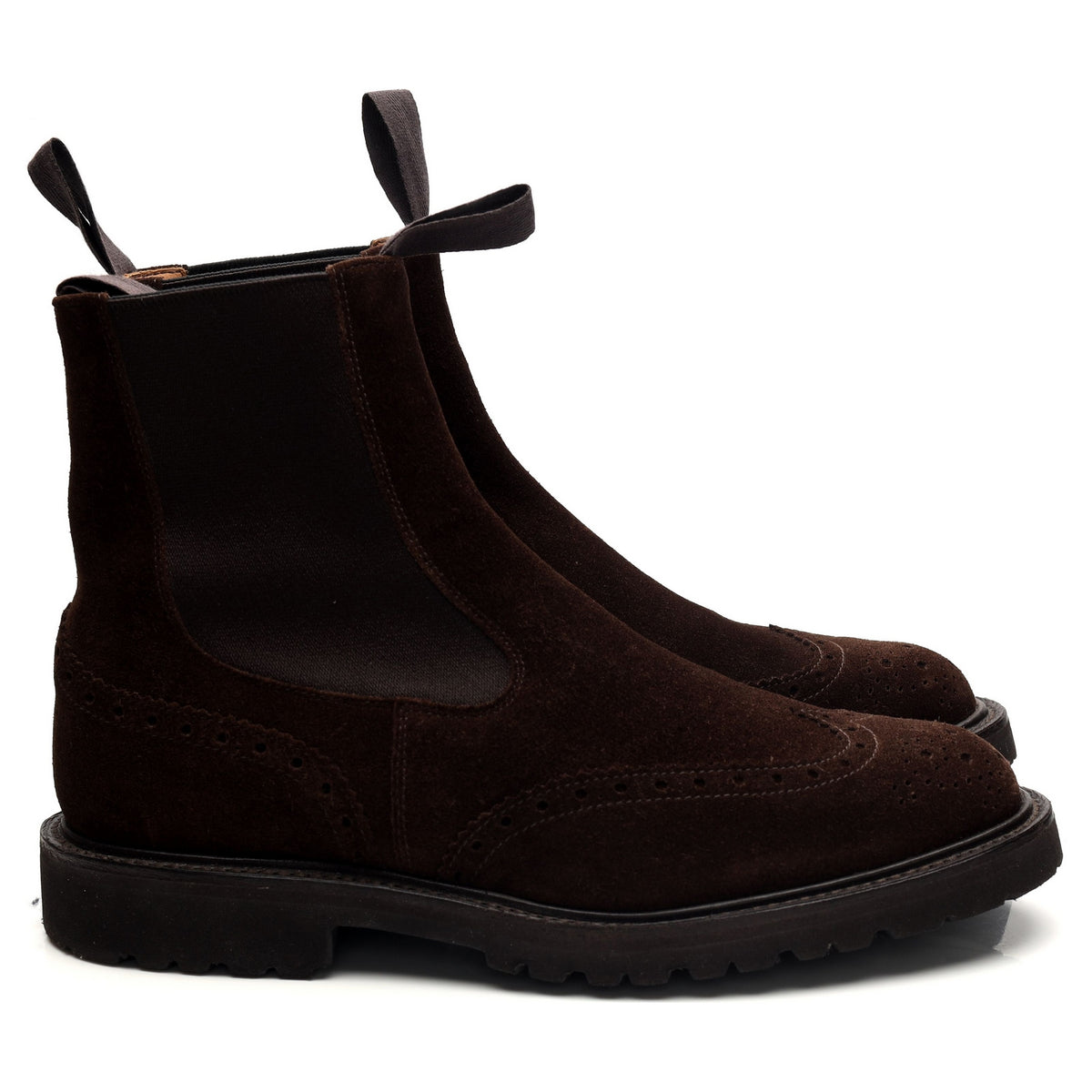 &#39;Henry&#39; Dark Brown Suede Brogue Chelsea Boots UK 7