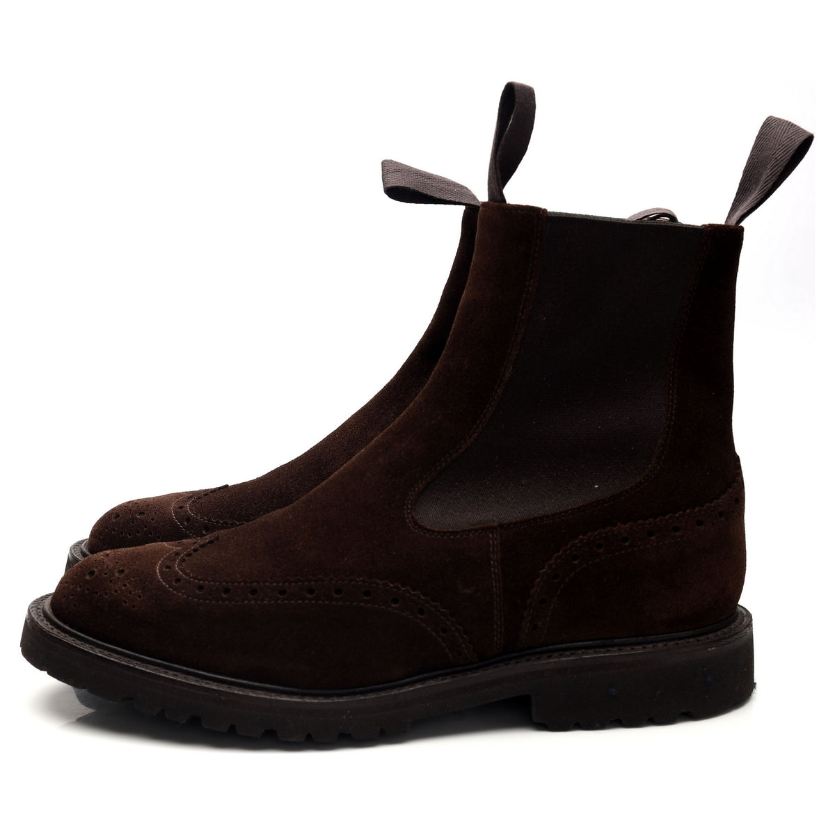 &#39;Henry&#39; Dark Brown Suede Brogue Chelsea Boots UK 7