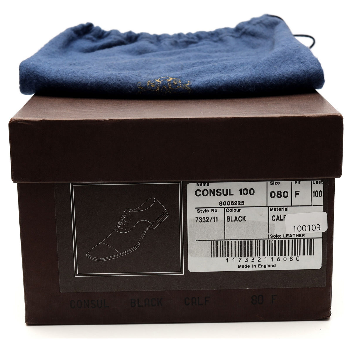 &#39;Consul&#39; Black Leather Oxford UK 8 F