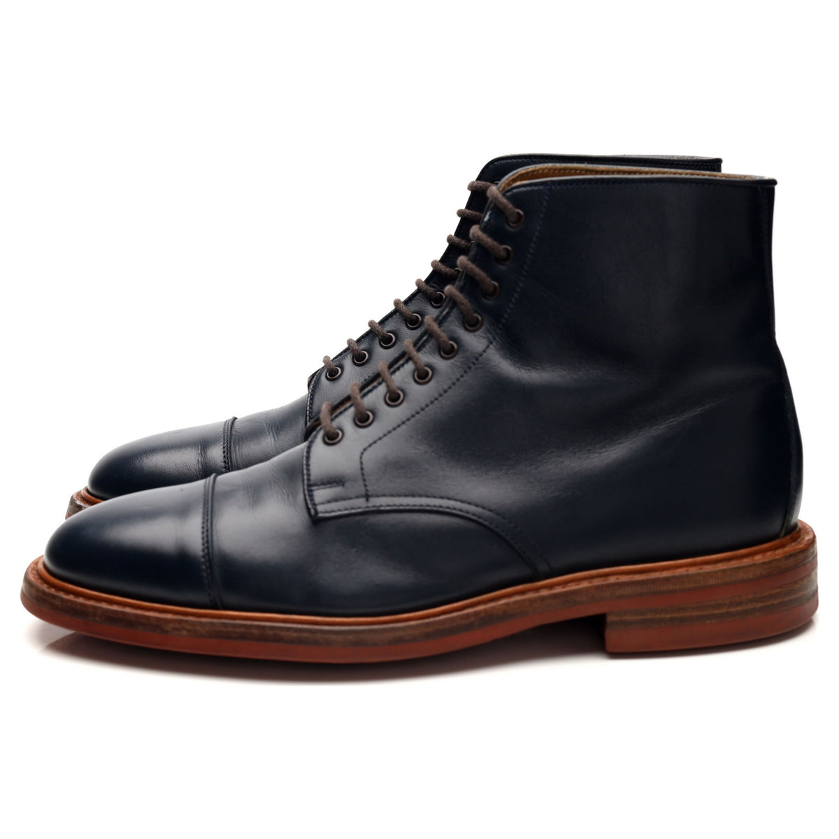 &#39;Axton&#39; Navy Blue Leather Boots UK 9
