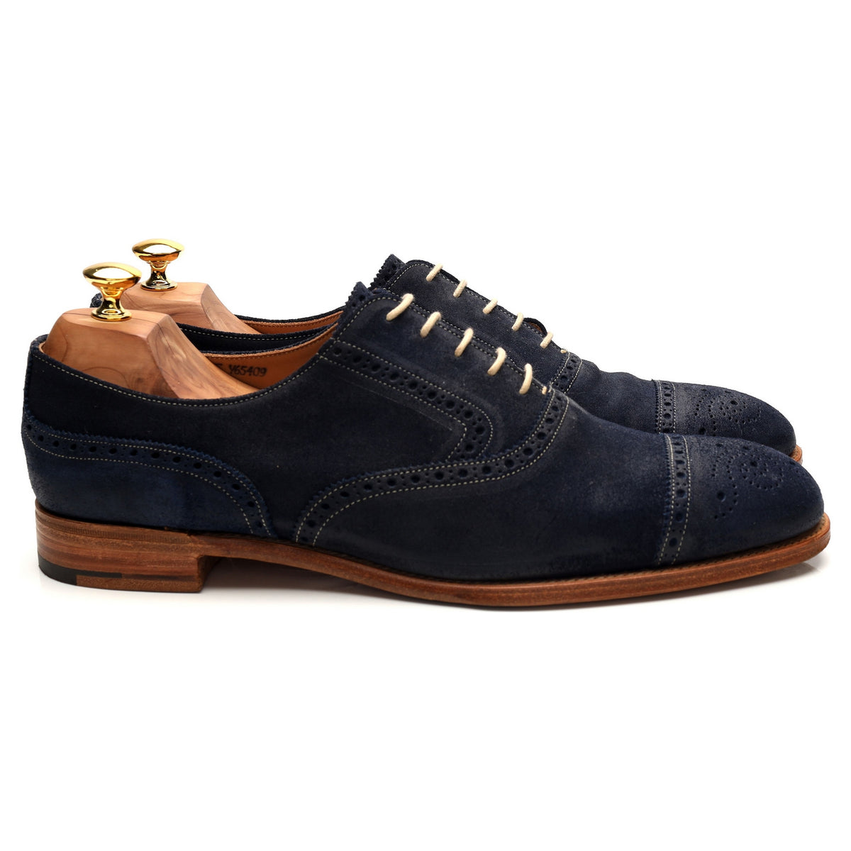 &#39;Sidney&#39; Navy Blue Waxed Suede Oxford Brogues UK 11.5 F