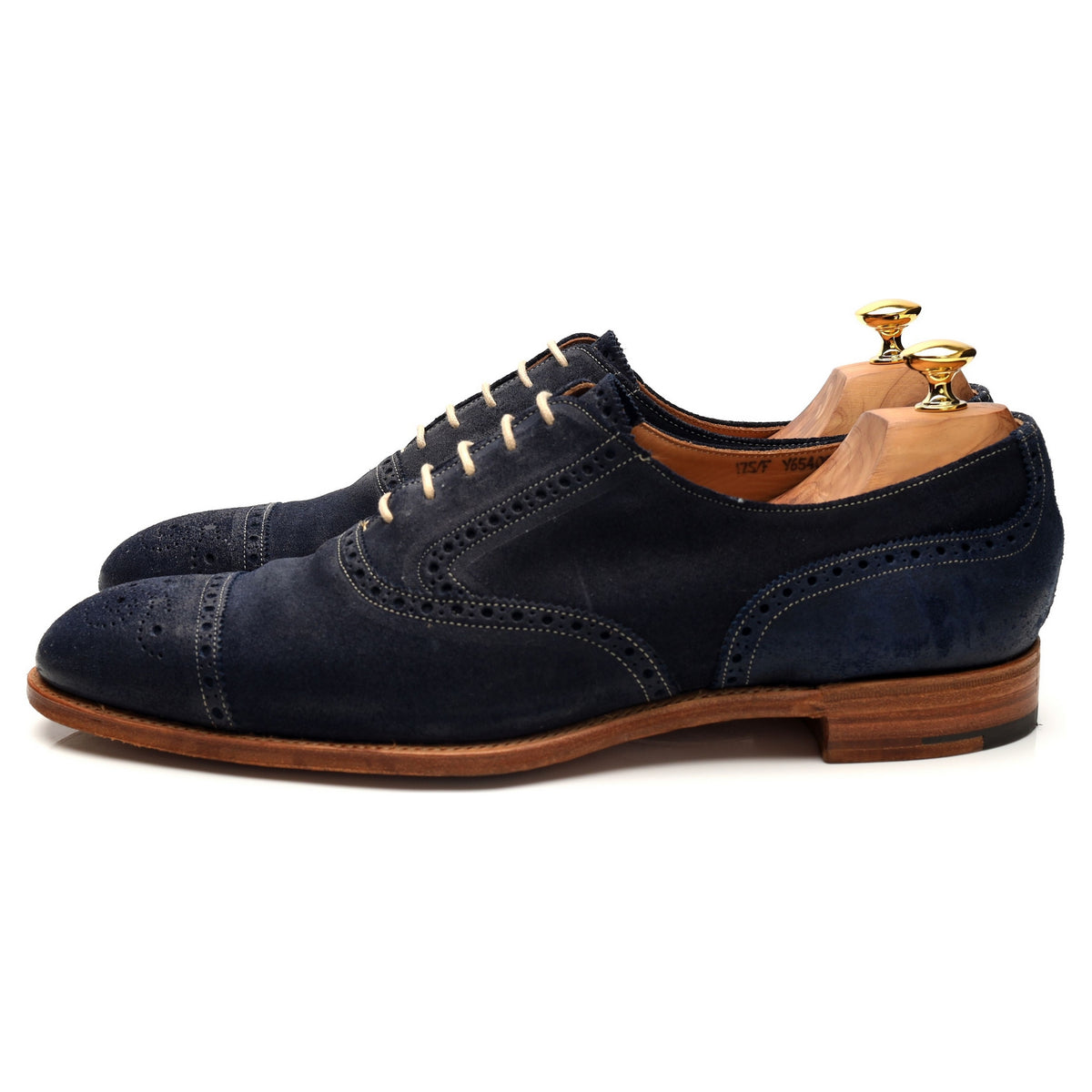 &#39;Sidney&#39; Navy Blue Waxed Suede Oxford Brogues UK 11.5 F