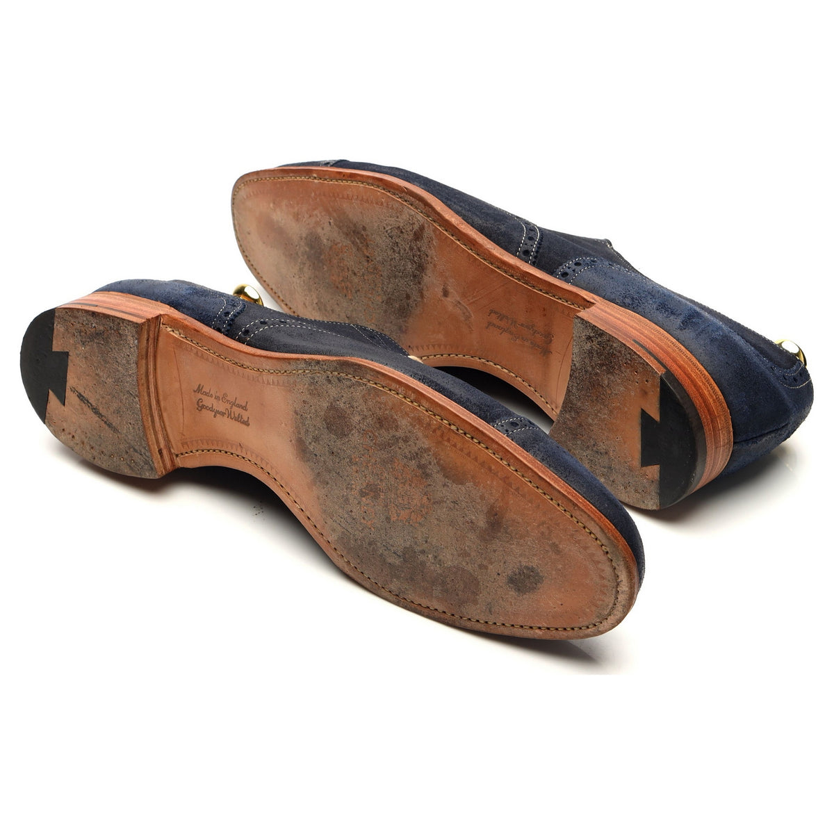 &#39;Sidney&#39; Navy Blue Waxed Suede Oxford Brogues UK 11.5 F