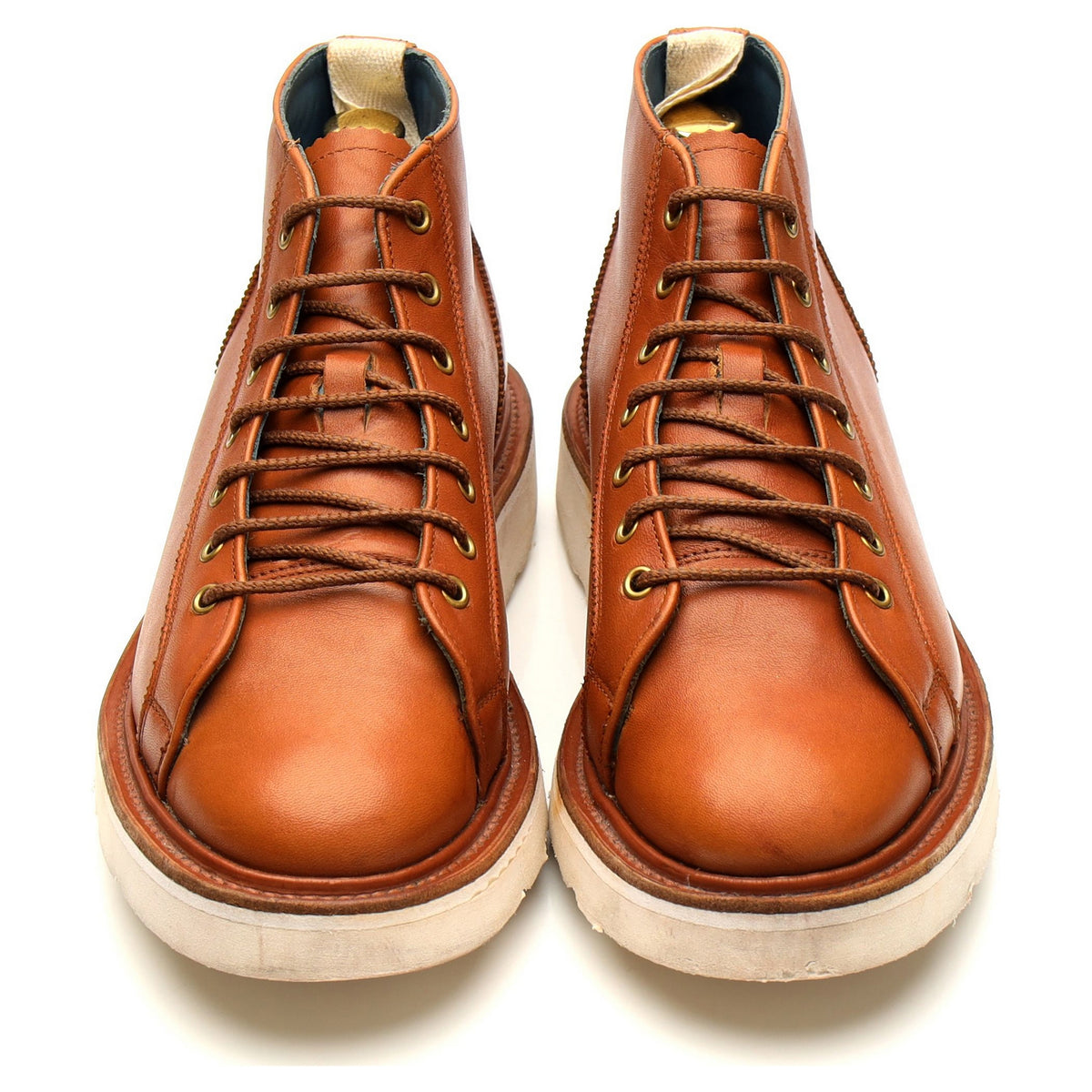 &#39;Ethan&#39; Tan Brown Leather Monkey Boots UK 6.5