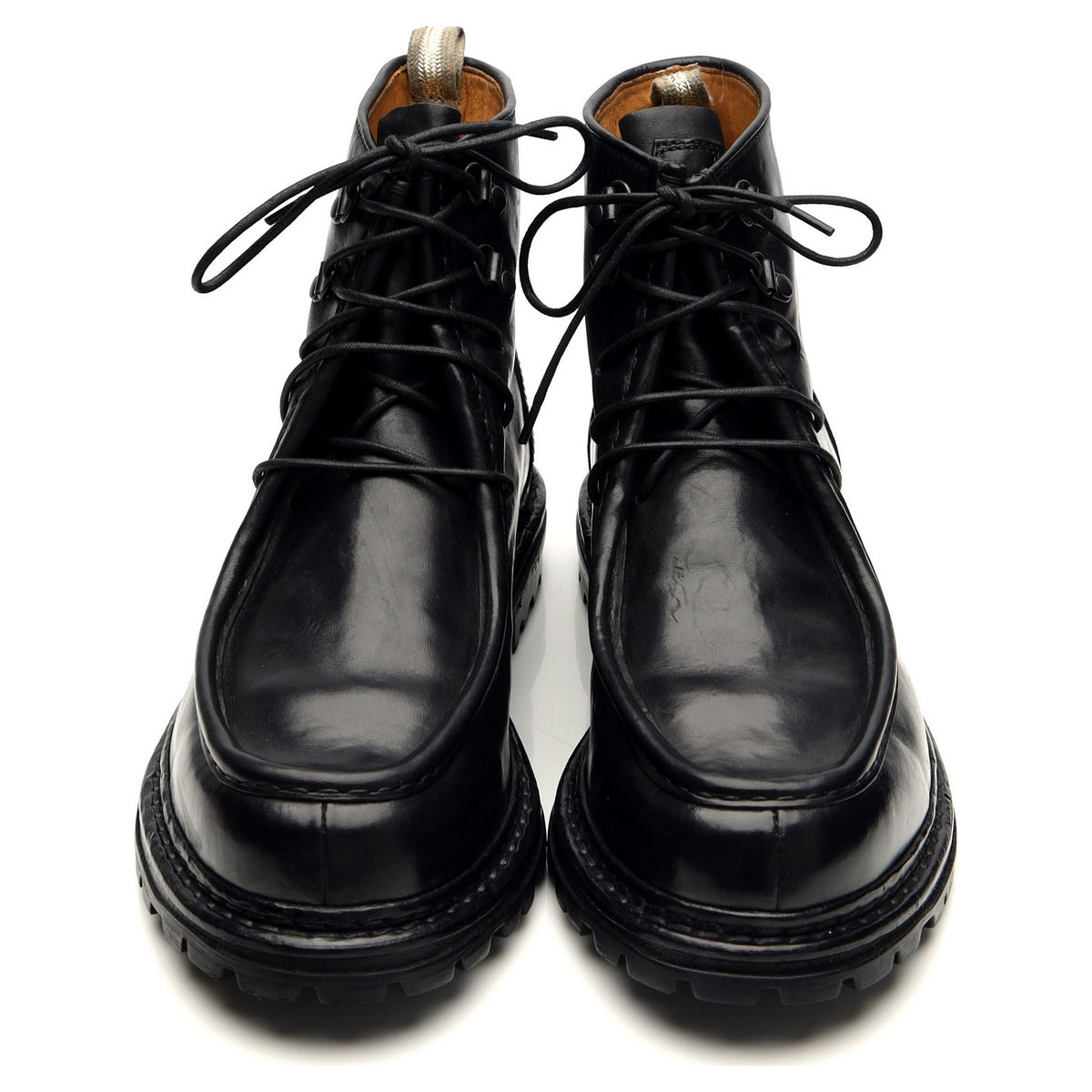 &#39;Volcov&#39; Black Leather Moc Toe Boots UK 6 EU 40