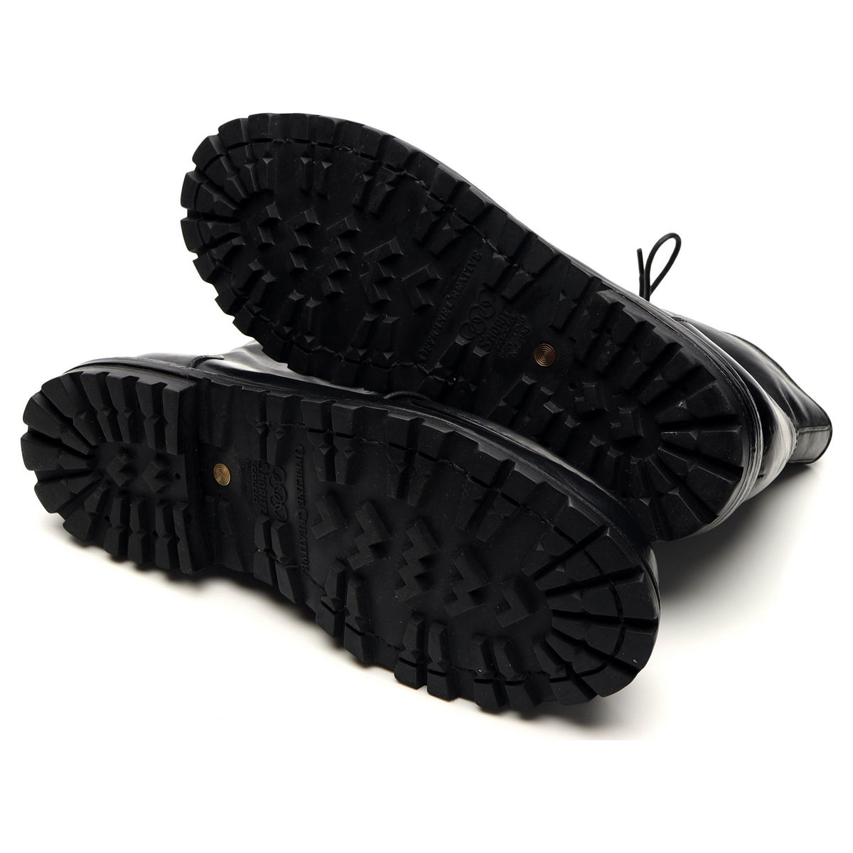 &#39;Volcov&#39; Black Leather Moc Toe Boots UK 6 EU 40
