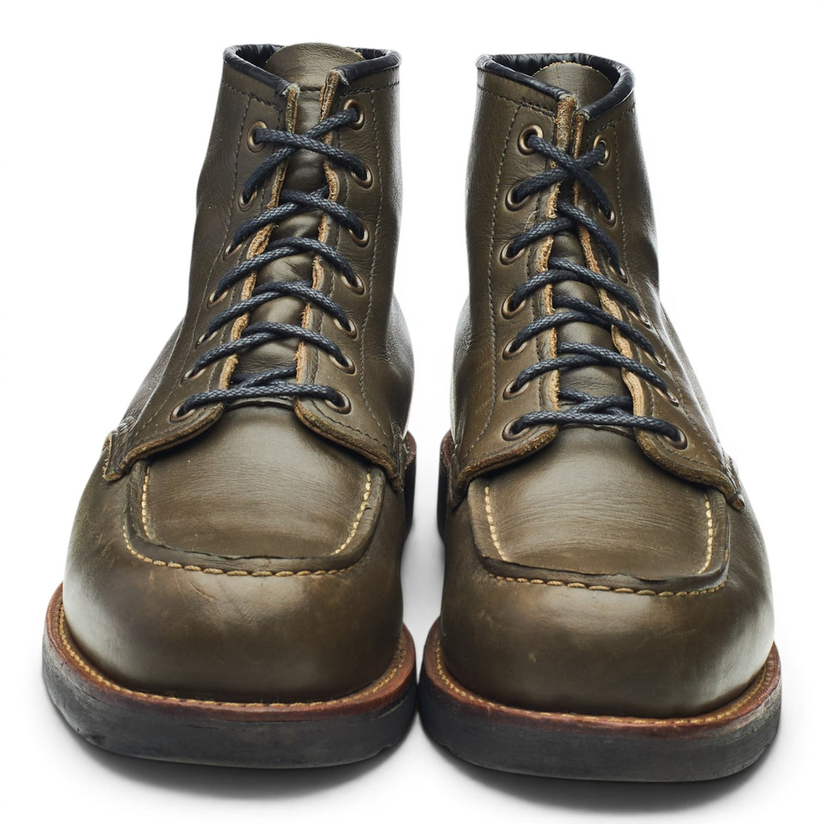 '8828' Dark Green Leather Moc Toe Boots UK 9 US 10