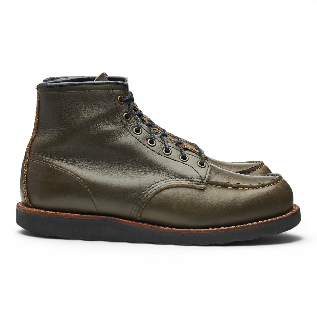'8828' Dark Green Leather Moc Toe Boots UK 9 US 10