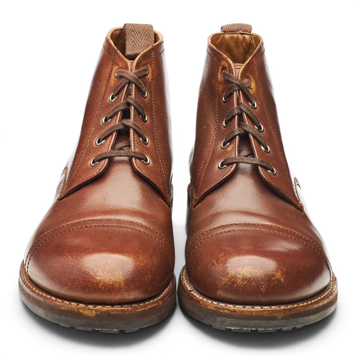 'Ryan' Brown Leather Cap Toe Boots UK 8.5 F