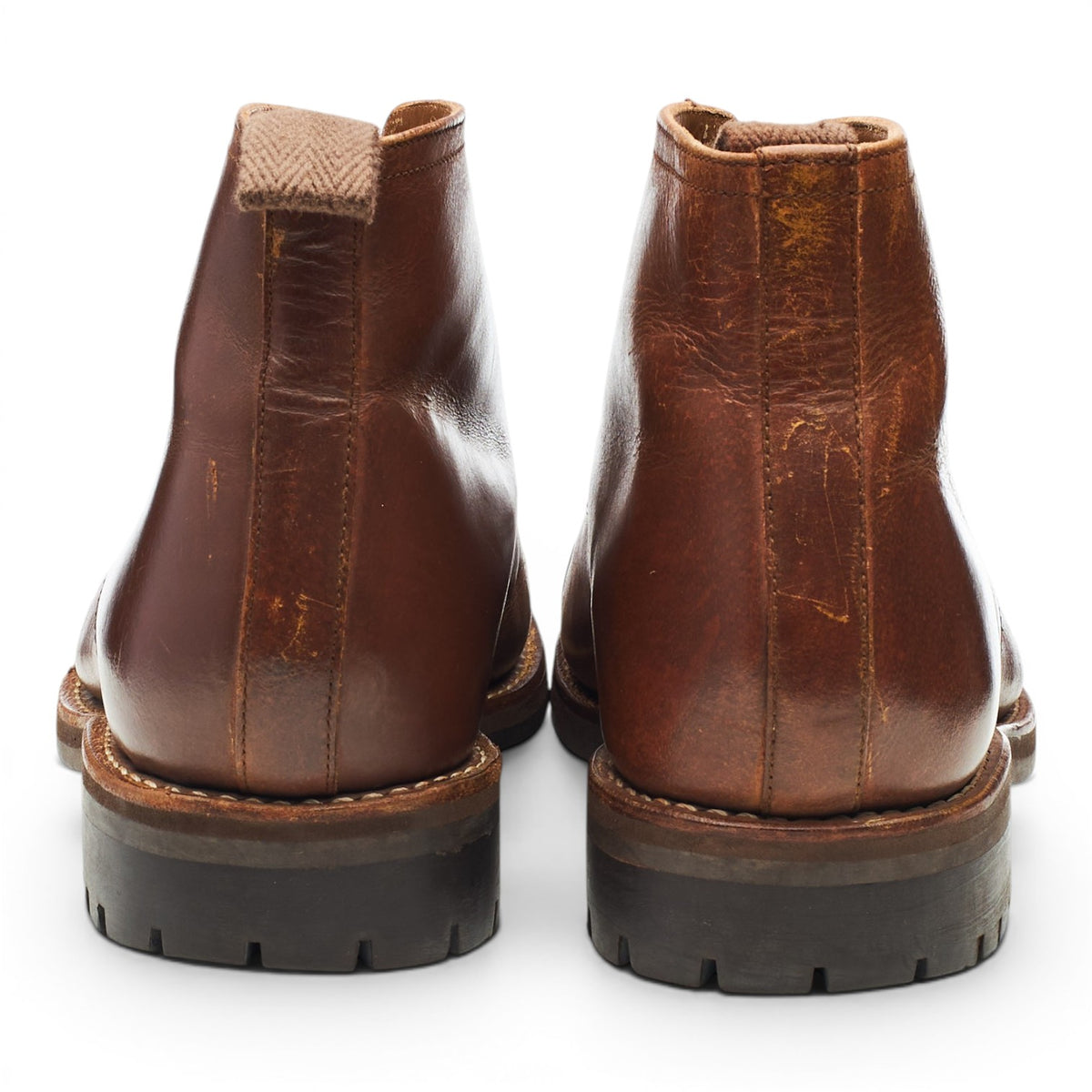'Ryan' Brown Leather Cap Toe Boots UK 8.5 F