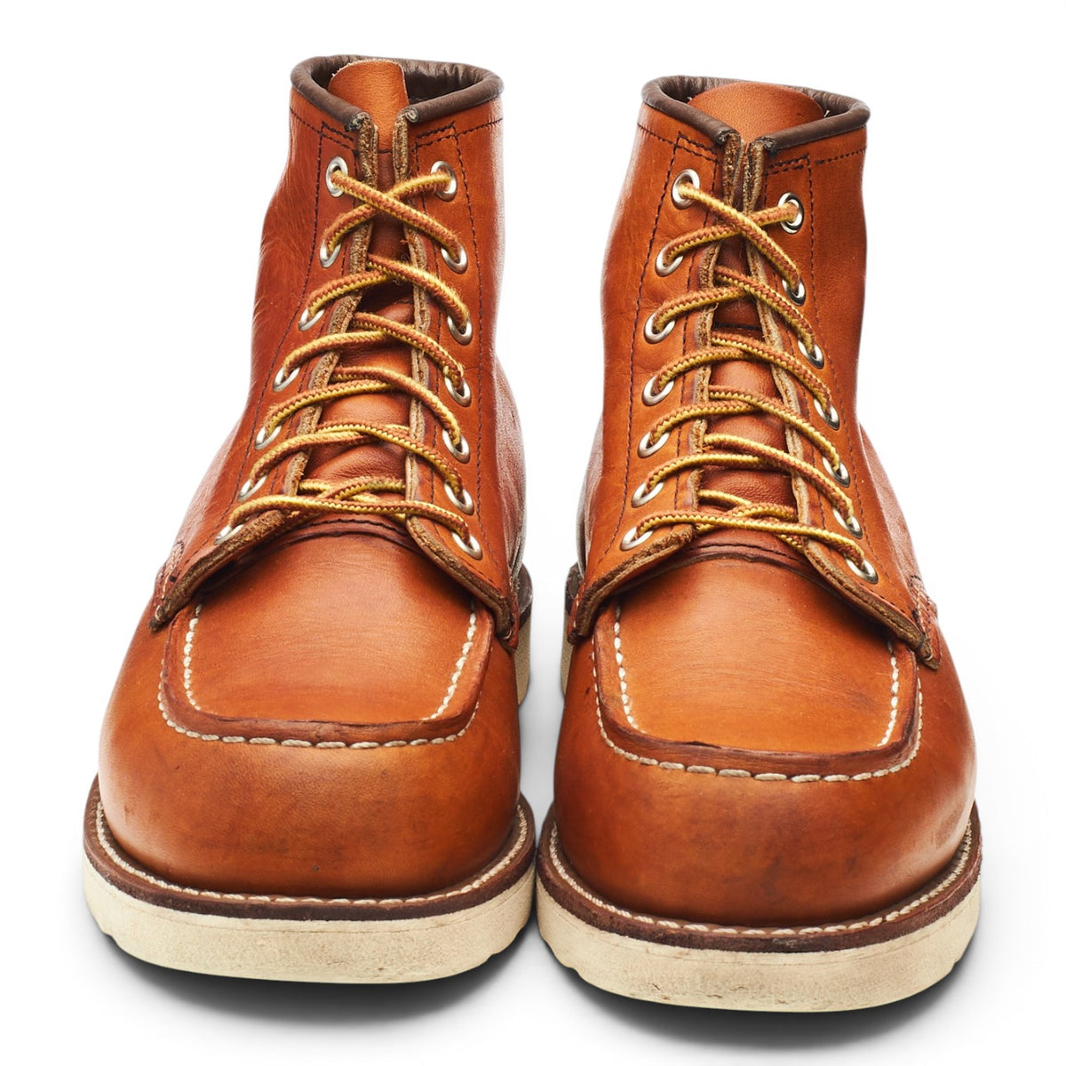 '875' Tan Brown Leather Moc Toe Boots UK 7 US 8