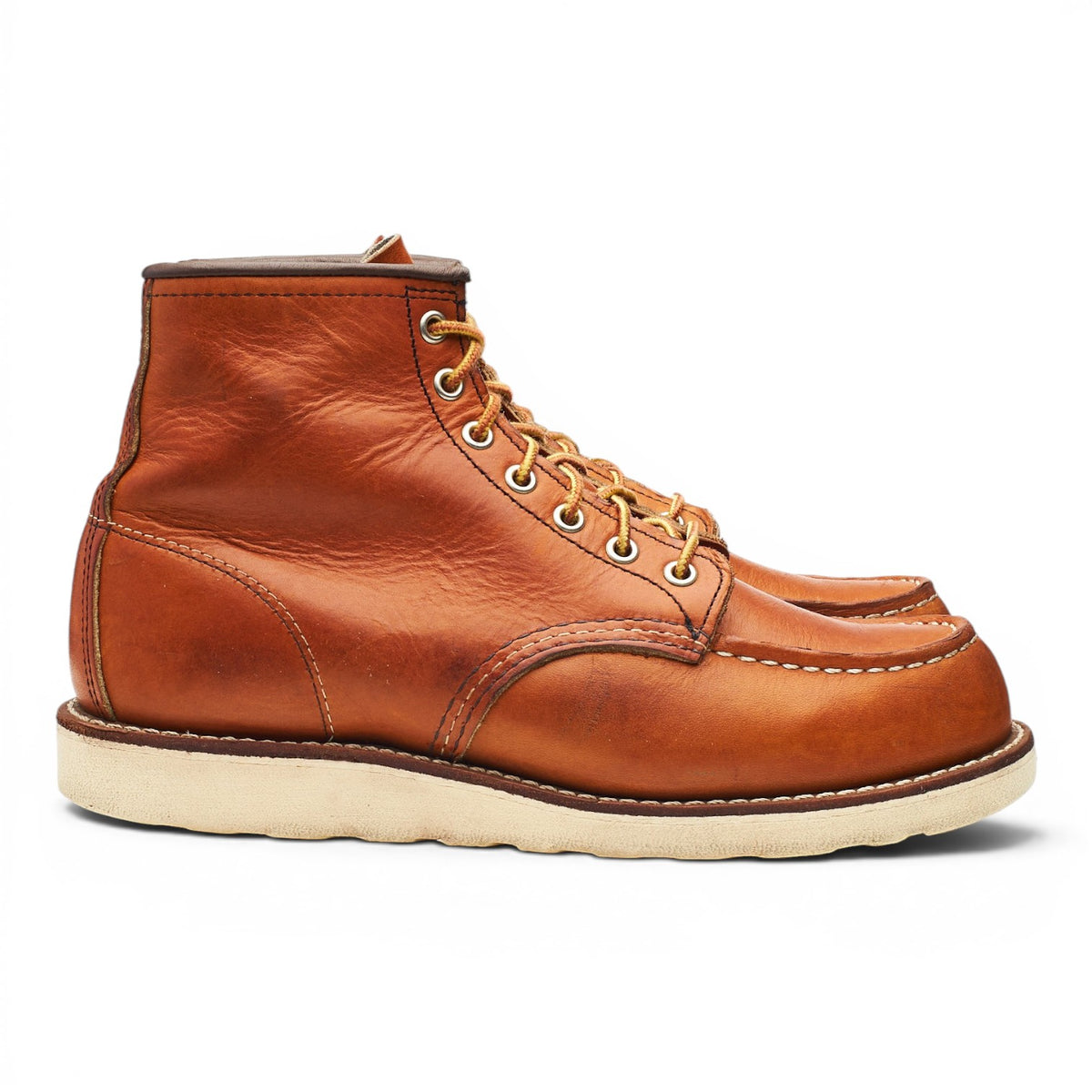 '875' Tan Brown Leather Moc Toe Boots UK 7 US 8
