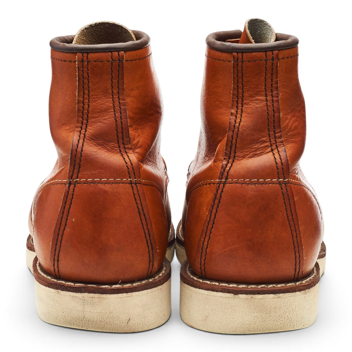 '875' Tan Brown Leather Moc Toe Boots UK 7 US 8