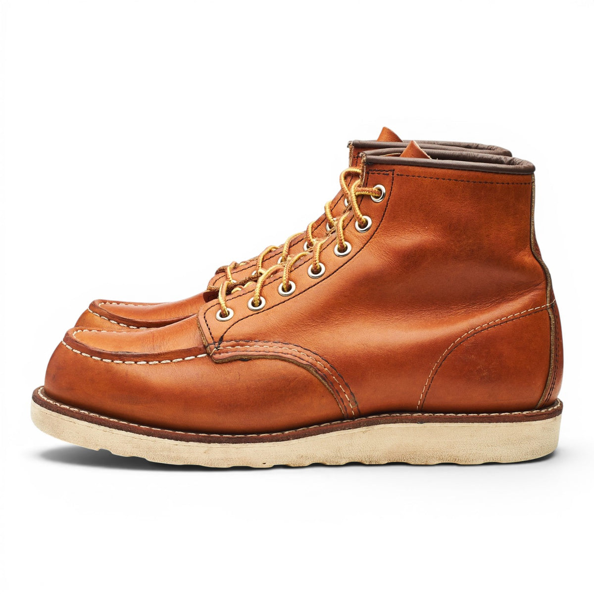 '875' Tan Brown Leather Moc Toe Boots UK 7 US 8