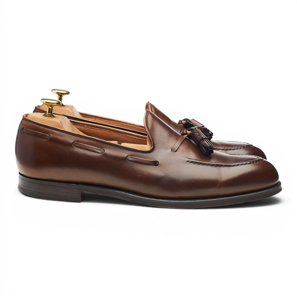 'Cavendish 2' Dark Brown Leather Tassel Loafers UK 8 E