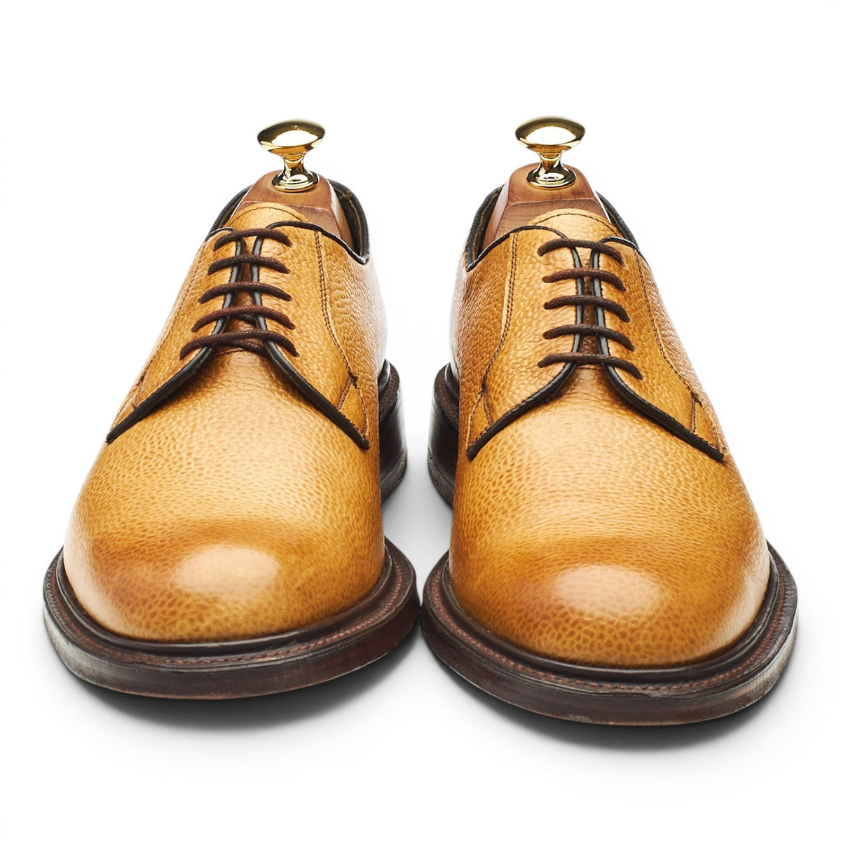 M&S Tan Brown Grain Leather Derby UK 7 F