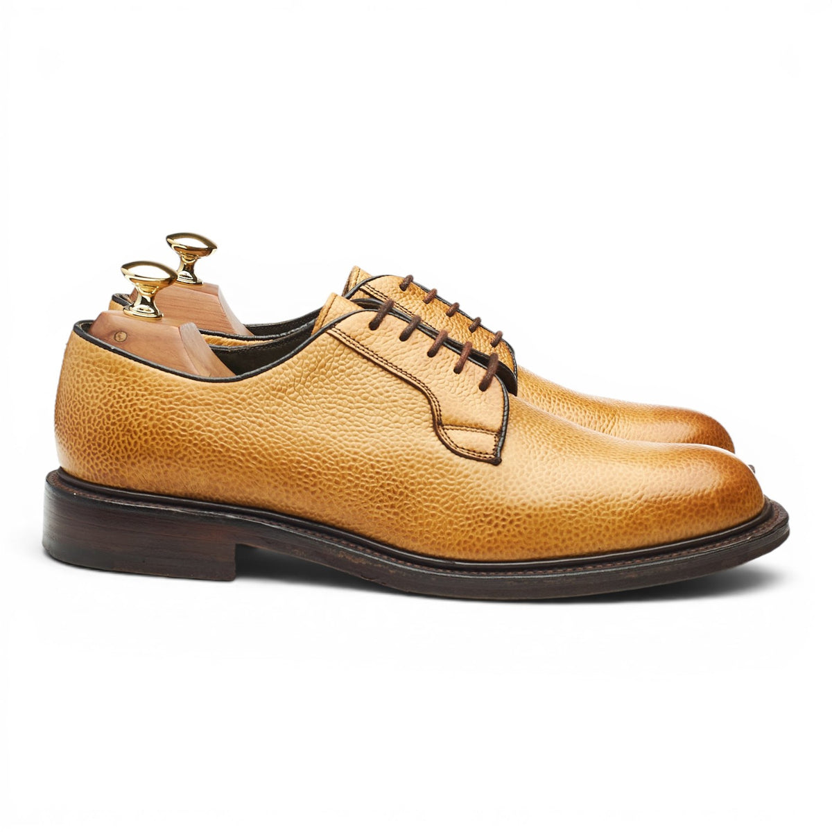 M&S Tan Brown Grain Leather Derby UK 7 F