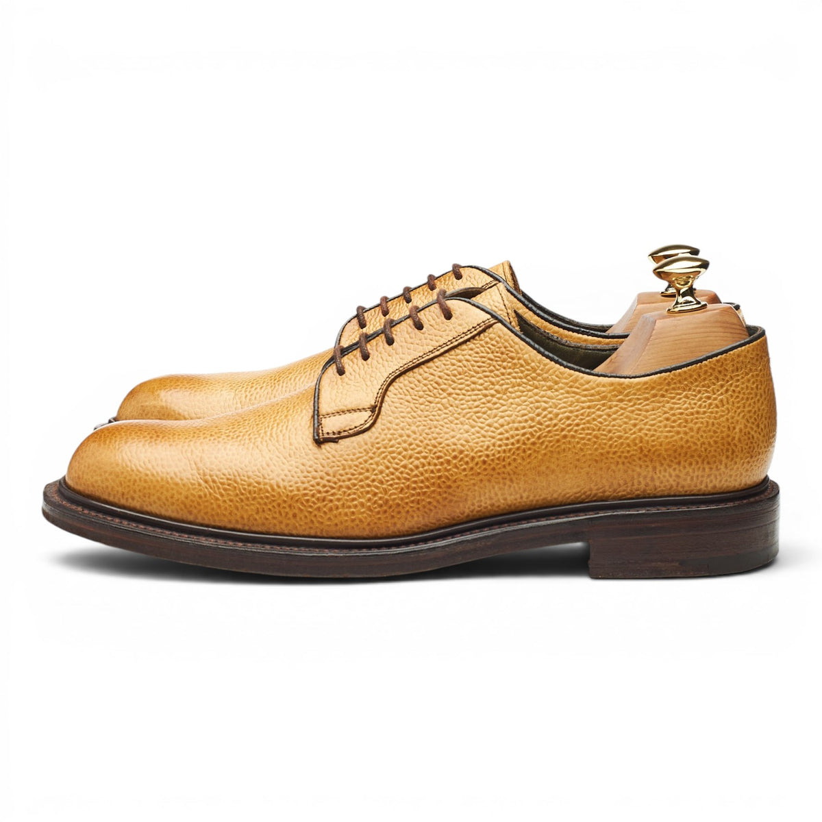 M&S Tan Brown Grain Leather Derby UK 7 F