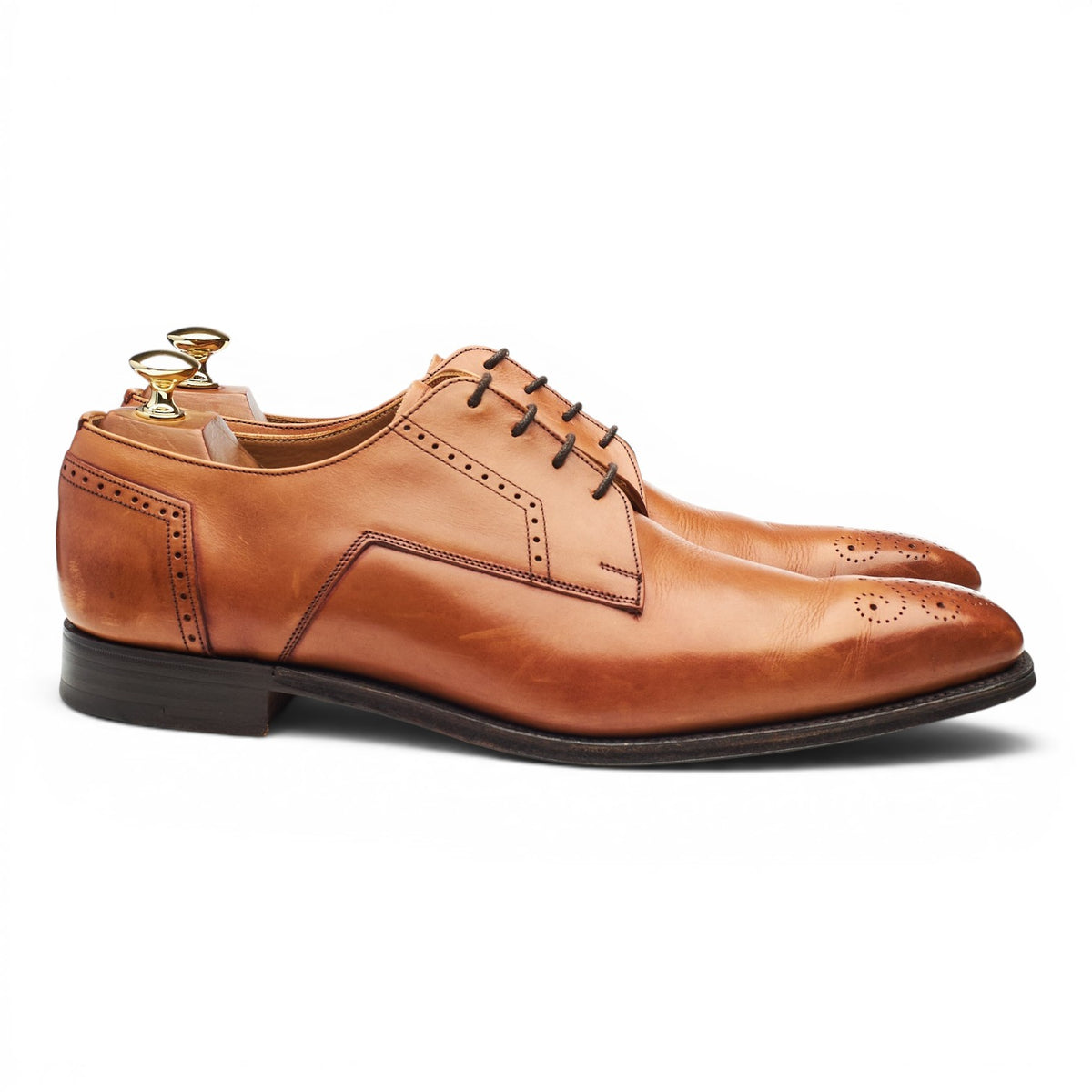 'Ewan' Tan Brown Leather Derby UK 9.5 F