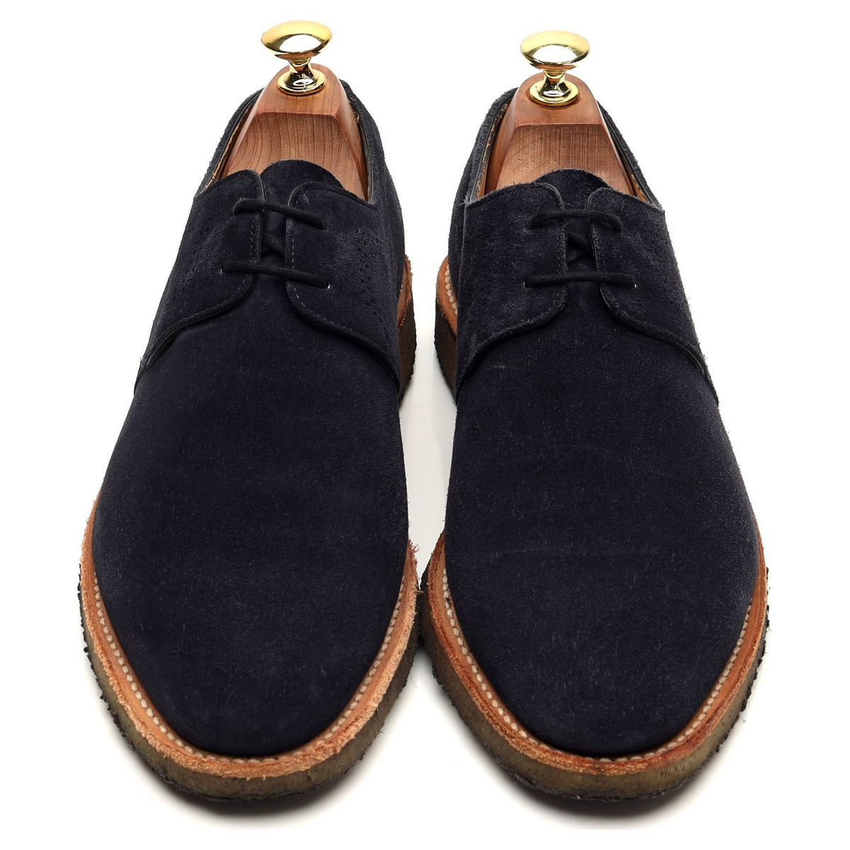 &#39;Leith&#39; Navy Blue Suede Derby UK 7.5 E