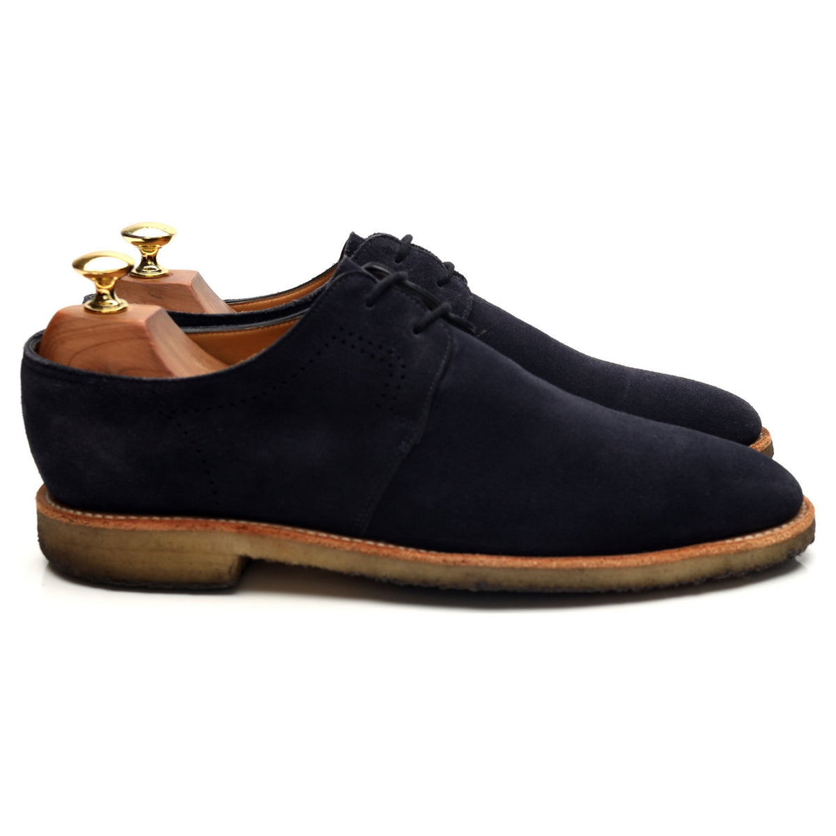 &#39;Leith&#39; Navy Blue Suede Derby UK 7.5 E