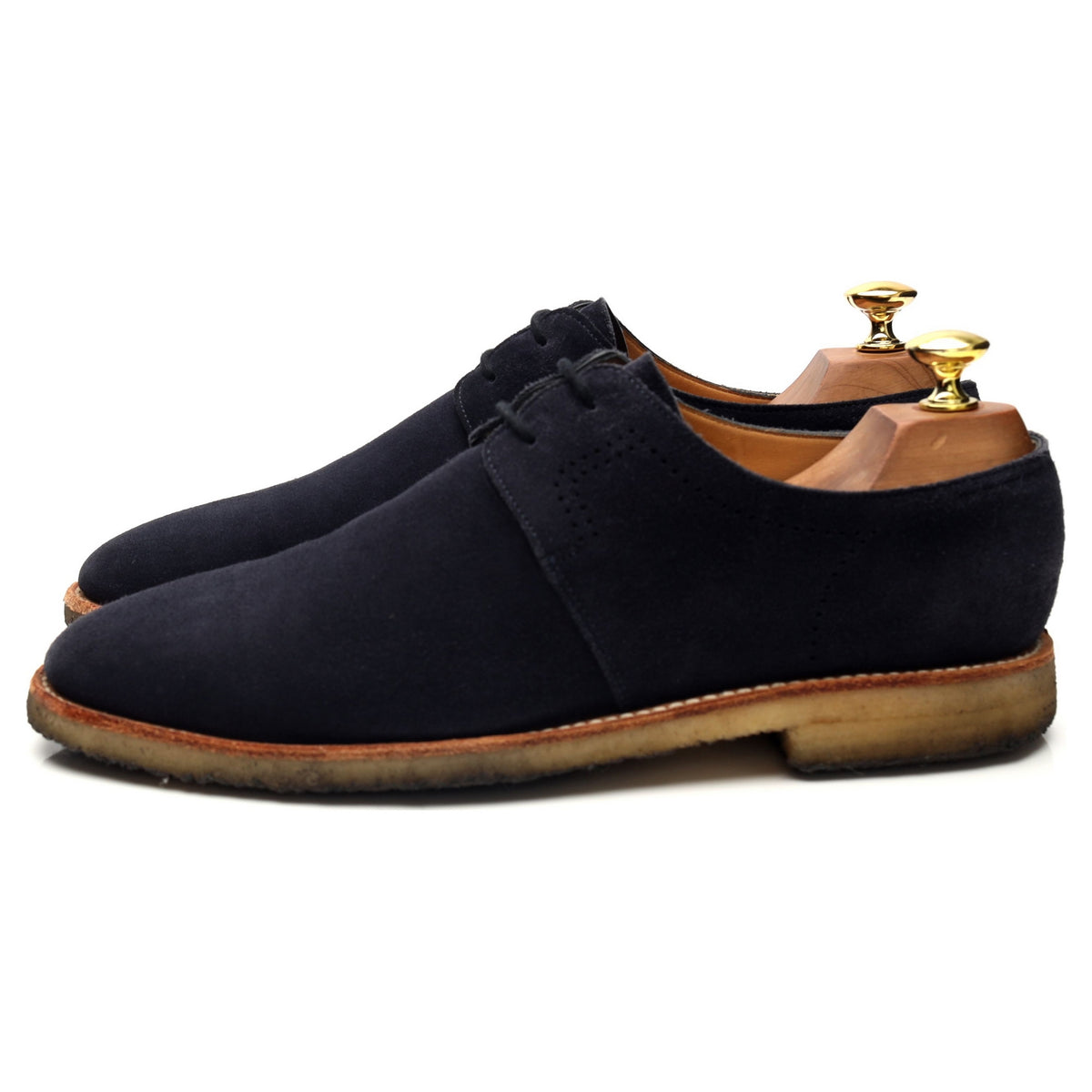 &#39;Leith&#39; Navy Blue Suede Derby UK 7.5 E