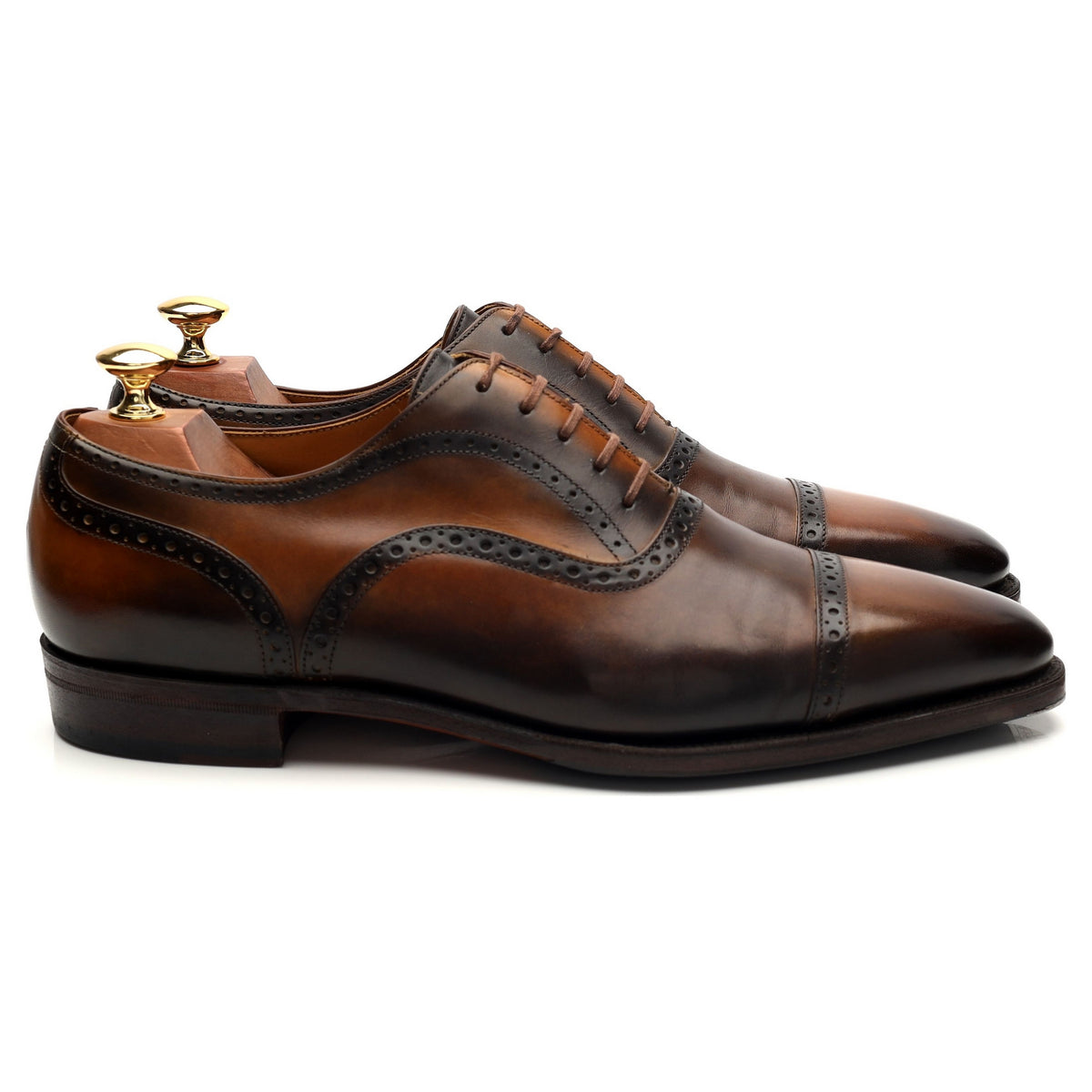 'Bucy' Brown Patina Leather Oxford Brogue UK 8.5