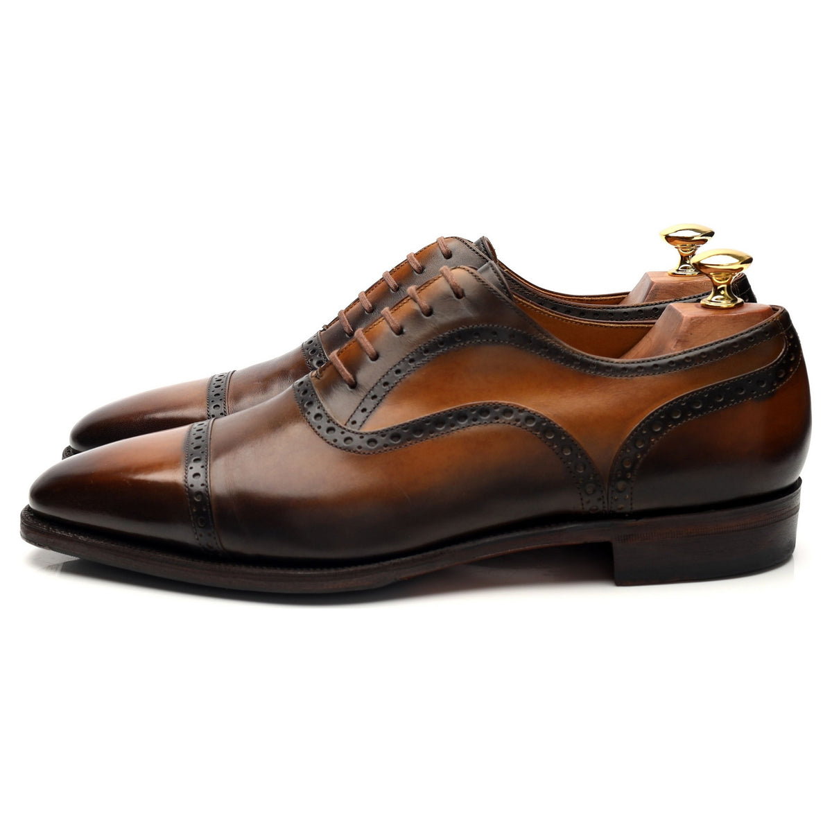 &#39;Bucy&#39; Brown Patina Leather Oxford Brogue UK 8.5