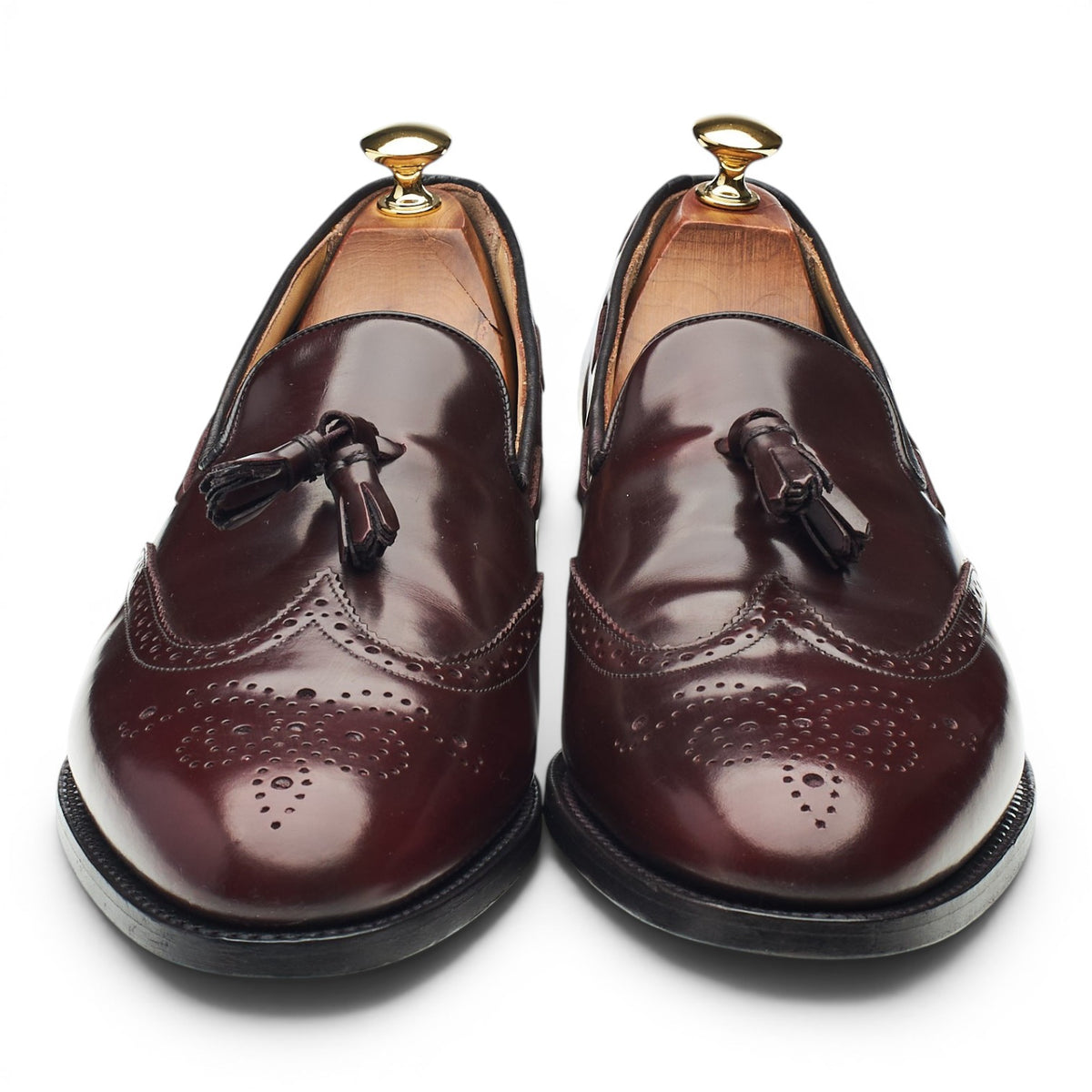 'Clive' Burgundy Leather Tassel Loafers UK 9.5 F