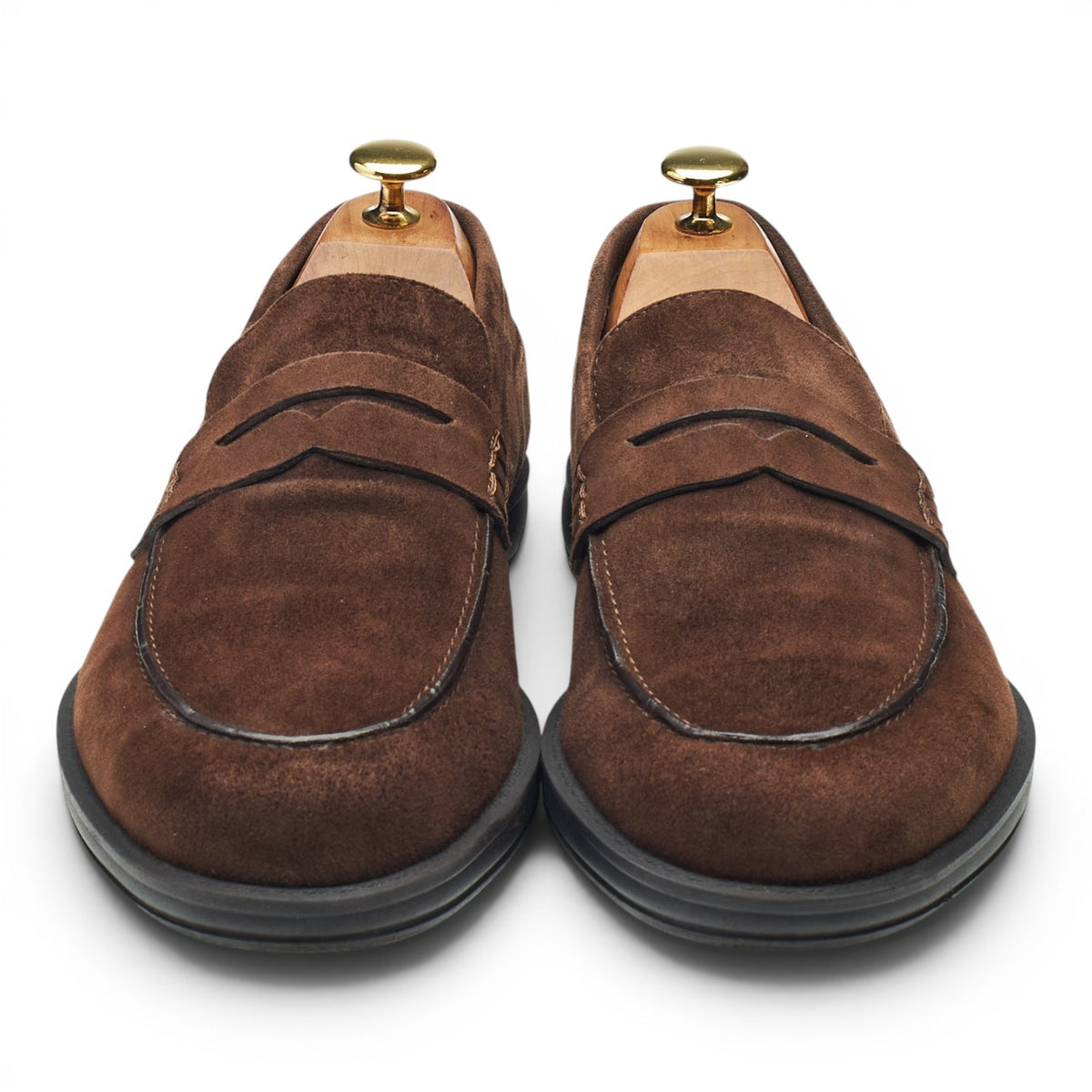 Dark Brown Suede Penny Loafers UK 8