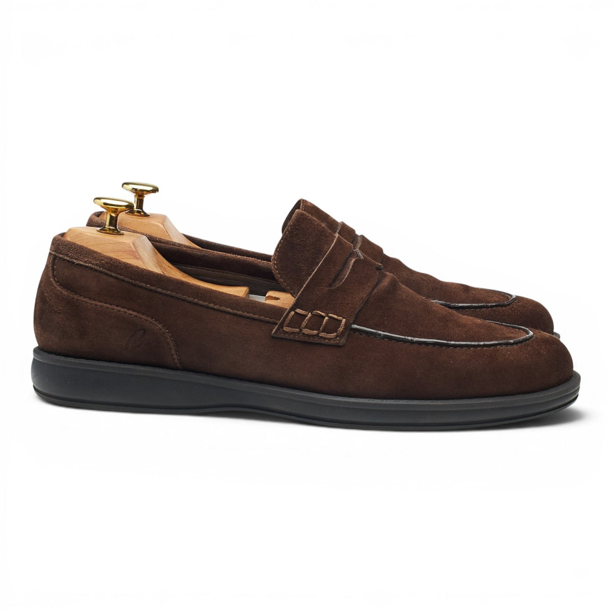 Dark Brown Suede Penny Loafers UK 8