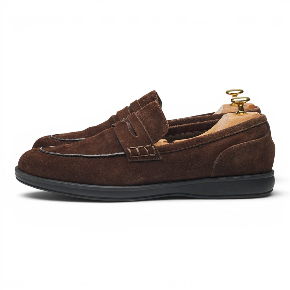 Dark Brown Suede Penny Loafers UK 8