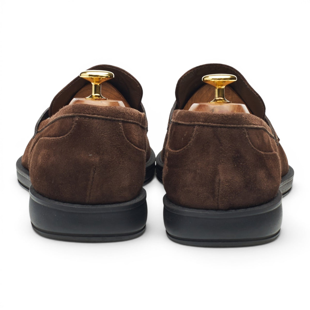 Dark Brown Suede Penny Loafers UK 8
