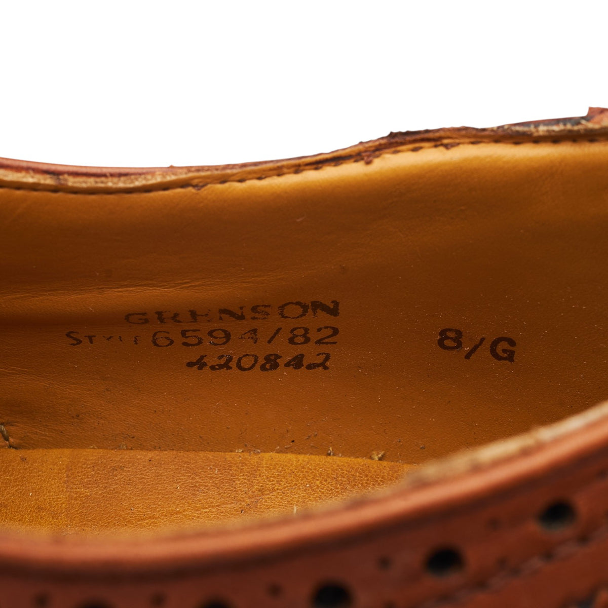 Tan Brown Leather Derby Brogues UK 8 G