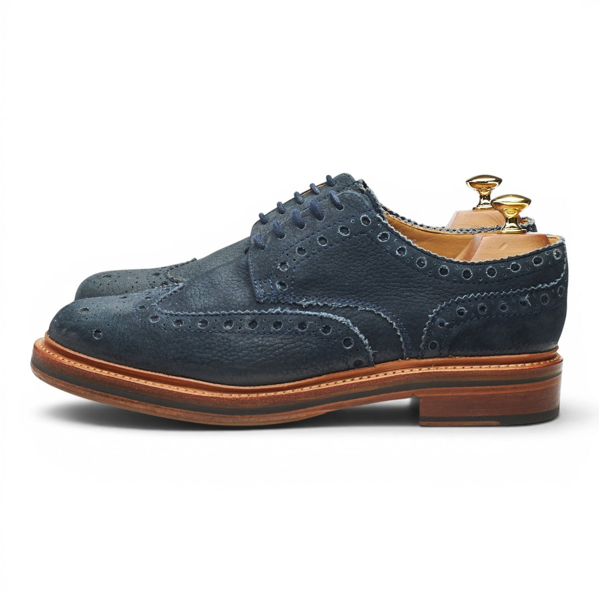 'Archie' Navy Blue Nubuck Derby Brogues UK 8 G