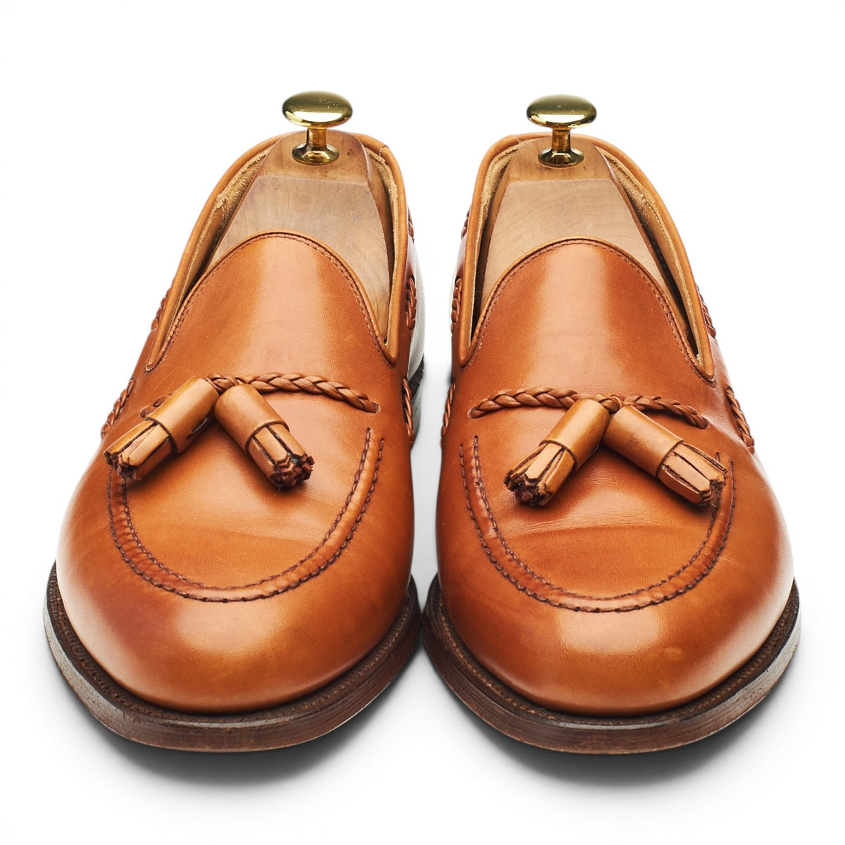 'Langham' Tan Brown Leather Tassel Loafers UK 9 EX