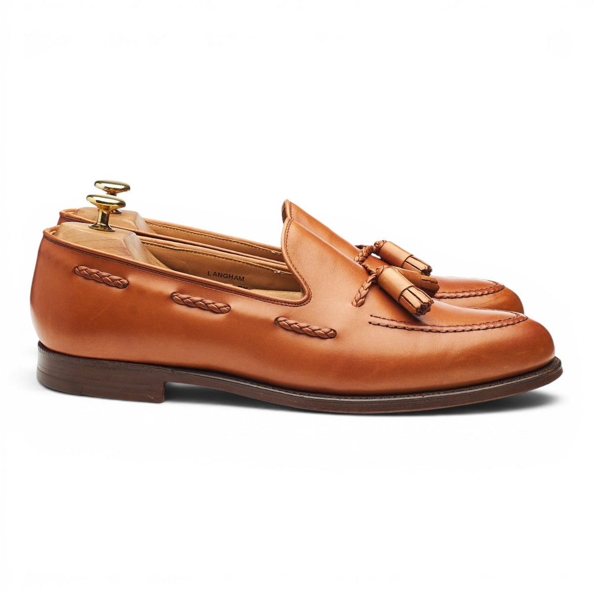 'Langham' Tan Brown Leather Tassel Loafers UK 9 EX