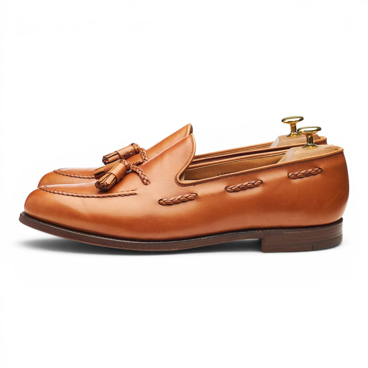 'Langham' Tan Brown Leather Tassel Loafers UK 9 EX